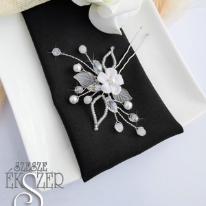 Ornament de păr floral, cristalin, cu frunze -  - Artynos.ro