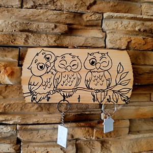 Suport de chei de perete în formă de bufniță, realizat manual  - casă & stil de viață - decorațiuni de casă - decorațiuni de pereți - suport pentru chei - Artynos.ro