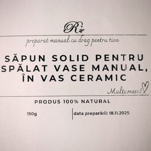 Săpun solid pentru spălat vase manual în vas ceramic  - casă & stil de viață - accesorii de baie - detergente - Artynos.ro