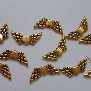 Distantier metalic aripa de inger - 22x9mm - 10 bucati / pachet - culoare aur antic, , , ARTYNOS