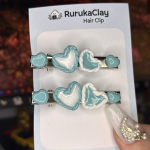 Hair Clip Inima Turcoaz Lut Polimeric - îmbrăcăminte și modă - accesorii păr - bandă de păr și agrafe păr - Artynos.ro
