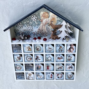 Casă de Advent, calendar - Îngerașul - crăciun - decorațiuni de advent - calendar de advent - Artynos.ro
