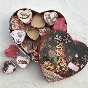 Calendarul Adventului, calendar, inimi  - crăciun - decorațiuni de advent - calendar de advent - Artynos.ro