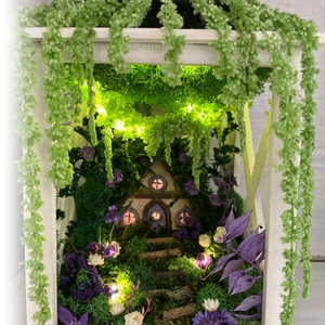 Felinar  casă de zâne, Dioramă grădină miniaturală, Felinar decorativ cu leduri - Artynos.ro