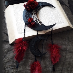 Prinzator de vise negru, Dreamcatcher negru, Decor gotic, Decor negru perete, Casă & Stil de viață, Accesorii pentru decorat casa, Decorațiuni de pereți, decorațiuni suspendate, Capcană de vise, Aranjament de flori, Înnoda, ARTYNOS