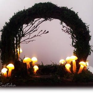 Moon Gate cu ciuperci luminoase,  coroniță cu ciuperci, Decor vegetal, Casă & Stil de viață, Accesorii pentru decorat casa, Suport de flori, Coronițe decor, Aranjament de flori, ARTYNOS