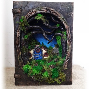 Diorama carte casa zanelor, Gradina zane miniaturala, Decor miniatura, Decor bibliotecă, Casă & Stil de viață, Accesorii pentru decorat casa, Decorațiuni de masă și decorațiuni pentru rafturi , Sculptură de carte, carte pliată, , ARTYNOS