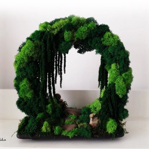 Moon Gate vegetal, Poarta lunii, Grădină zen, Decor muschi - casă & stil de viață - accesorii pentru decorat casa - decorațiuni de pereți, decorațiuni suspendate - decorațiuni cu licheni - Artynos.ro