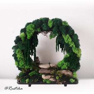 Moon Gate vegetal, Poarta lunii, Grădină zen, Decor muschi - casă & stil de viață - accesorii pentru decorat casa - decorațiuni de pereți, decorațiuni suspendate - decorațiuni cu licheni - Artynos.ro