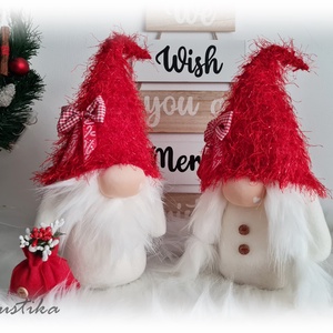 Gnomi Crăciun, Pitici Crăciun- ediție limitată, Decor alb-rosu - accesorii de crăciun - decorațiuni de crăciun de casă - decorațiuni pentru casă de crăciun - Artynos.ro
