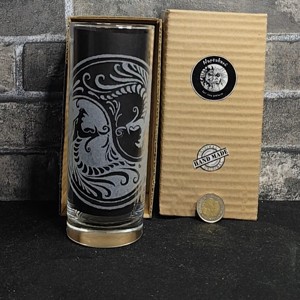 Pahar de sticla cu modelul Dragon Yin-Yang, gravat manual , , , ARTYNOS