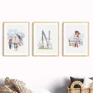 Viața la fermă, decorațiuni de perete, set poster cu monogramă, 3 bucăți -  - Artynos.ro