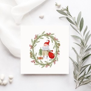 Carte poștală de Crăciun, card de Crăciun, card cadou scandinav, elf de Crăciun -  - Artynos.ro