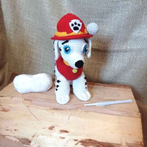 Paw Patrol-Marshall croșetat figura, Jucării și echipamente pentru copii, Plușuri, Personaje de basm din pluș, Croșetat, ARTYNOS
