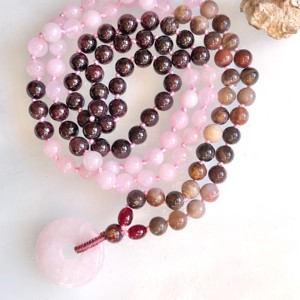 Garnet, cuarț roz, colier mineral de jad, bijuterii minerale -  - Artynos.ro