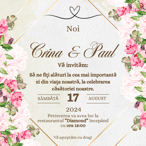 Model Invitație Pentru Nuntă - accesorii nuntă - invitații și felicitări de nuntă - invitații nuntă - Artynos.ro