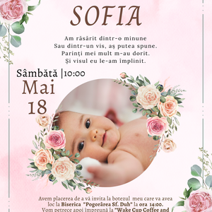 Model Invitație Botez pentru fetiță - casă & stil de viață - papetărie de hârtie - invitații, felicitări - Artynos.ro