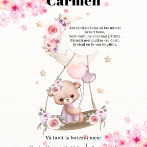 Model Invitație de Botez Fetiță - casă & stil de viață - papetărie de hârtie - invitații, felicitări - Artynos.ro