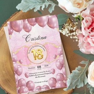 Model Invitație Majorat pentru domnișoare, Casă & Stil de viață, Papetărie de hârtie, Invitații, felicitări, Fotografie, grafică, desen, ilustrație, ARTYNOS