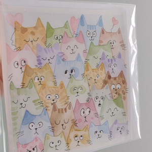 Felicitare pictata manual cu pisici - Artynos.ro