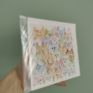 Felicitare pictata manual cu pisici - arte vizuale și accesorii  - picturi - acuarele picturi - Artynos.ro