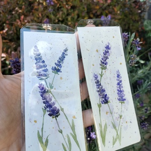 Set de doua semne de carte pictate manual cu lavanda - Artynos.ro