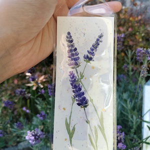Set de doua semne de carte pictate manual cu lavanda - cărți și creații cu tematică muzicală, cadouri - semn de carte - Artynos.ro