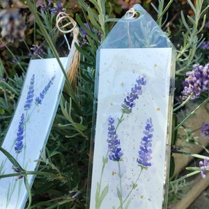 Set de doua semne de carte pictate manual cu lavanda - cărți și creații cu tematică muzicală, cadouri - semn de carte - Artynos.ro