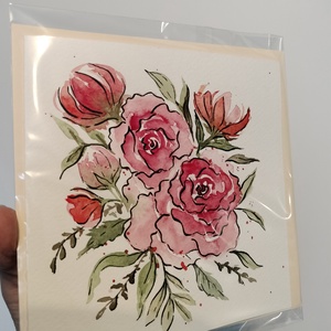 Felicitare pictata manual - trandafiri - casă & stil de viață - produse de papetărie - invitații, felicitări - Artynos.ro