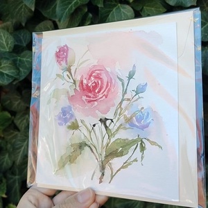 Felicitare pictata manual - trandafiri - casă & stil de viață - produse de papetărie - invitații, felicitări - Artynos.ro