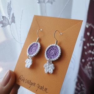 Cercei croșetați floare violet, Bijuterii, Cercei, Cercei și ornamente pentru urechi, Croșetat, ARTYNOS