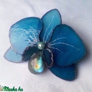 Clemă franceză pentru păr: orhidee albastră - îmbrăcăminte și modă - accesorii păr - clemă de păr și ac de păr - Artynos.ro