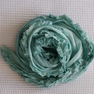 SIROM SCARL / verde turcoaz - eșarfă lungă batik cu volane - îmbrăcăminte și modă - eșarfe, pălării, fularuri - eșarfe - Artynos.ro