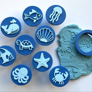 Set de stampile si forme de prajituri „Animale marine” din plastilina – balena, caracatita, broasca testoasa, meduza si multe altele , , , Un instrument creativ 2 in 1: perfect atat pentru stampile din plastilina, cat si pentru decuparea ..., ARTYNOS