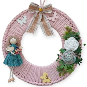 Decor boem pentru usa cu papusa macramé si flori, , , Vrei ceva cu adevarat special pentru casa ta? Aceasta decoratiune boema manuala pentru usa sau pere..., ARTYNOS
