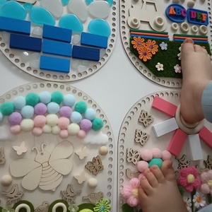 Covor senzorial/ panou Montessori handmade  - jucării și echipamente pentru copii - jocuri de gândire - jocuri de echilibru - Artynos.ro