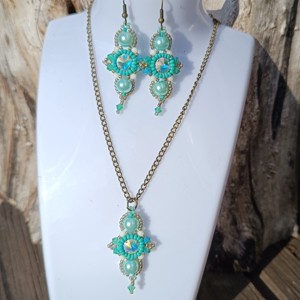 Pandantiv cu perla turcoaz si cercel, Bijuterii, Seturi de bijuterii, , ARTYNOS