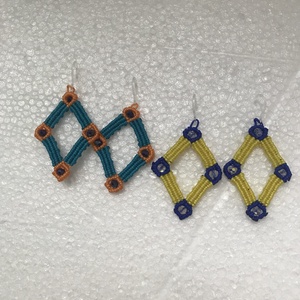 Cercei macrame Rombici, Bijuterii, Cercei, Cercei lungi, Confectionarea bijuteriilor, ARTYNOS
