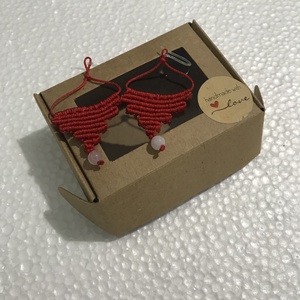 Cercei macrame handmade- Colectia Rosu , , Confectionarea bijuteriilor, ARTYNOS