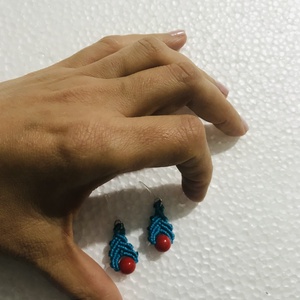 Cercei turcoaz cu margea rosie - Artynos.ro