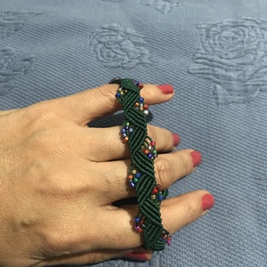 Bratara Foc de Toamna- impletitura handmade cu margele colorate - Artynos.ro