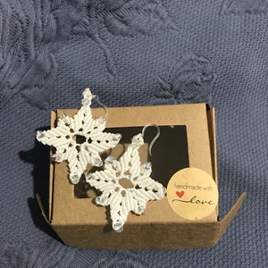 Cercei Fulgi de Nea - eleganta de iarna, lucrata manual  - Artynos.ro