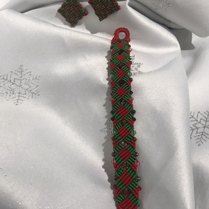 Set handmade in culori de sărbătoare - cercei și brățara  - bijuterii - seturi de bijuterii - Artynos.ro