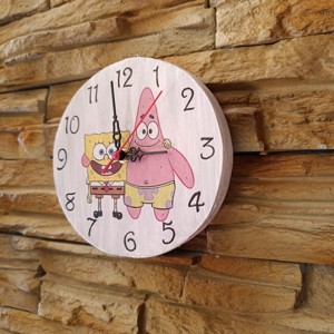 Ceas de perete din lemn Spongebob și Patrick -  - Artynos.ro