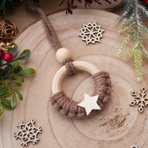 Macrame hoop ornament de Craciun - Brown stea, , , ARTYNOS
