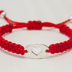 Bratara macramé impletita - Inima rosie, , , ARTYNOS