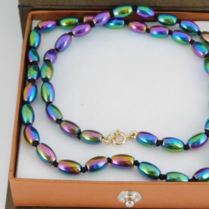 Colier curcubeu din hematită Aur 14 K - bijuterii - coliere - coliere de perle - Artynos.ro