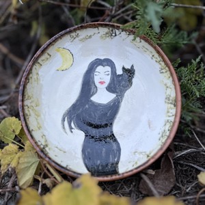 Farfurie de desert din ceramica facuta manual - Midnight 16 cm - Artynos.ro