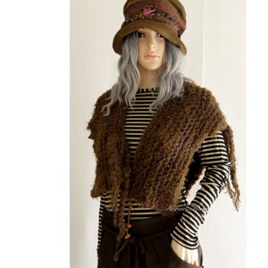 MANDRAGORA / maro - sal cu design tricotat, vesta, Imbracaminte si moda, Haine dama, Poncho, Impletitura, ARTYNOS