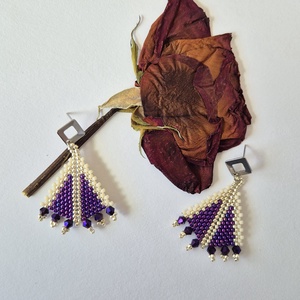 Cercei Purple Arrow , Bijuterii, Cercei, Cercei din margele, Cusatura, Cerceii Purple Arrow sunt cusuti manual din margele toho de 11/0 si cristale de sticla cu reflexii ..., ARTYNOS